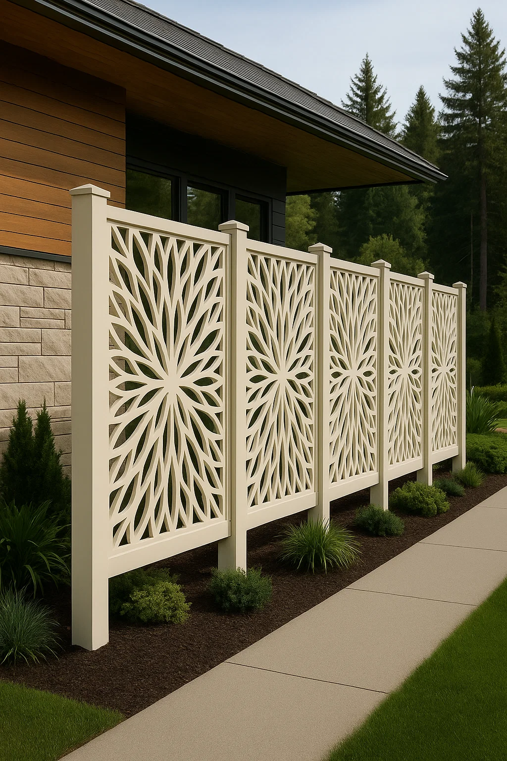 Top Quality Decorative WPC Screen Fence cream  for House, Garden, and Rooftop!  thumbnail 5