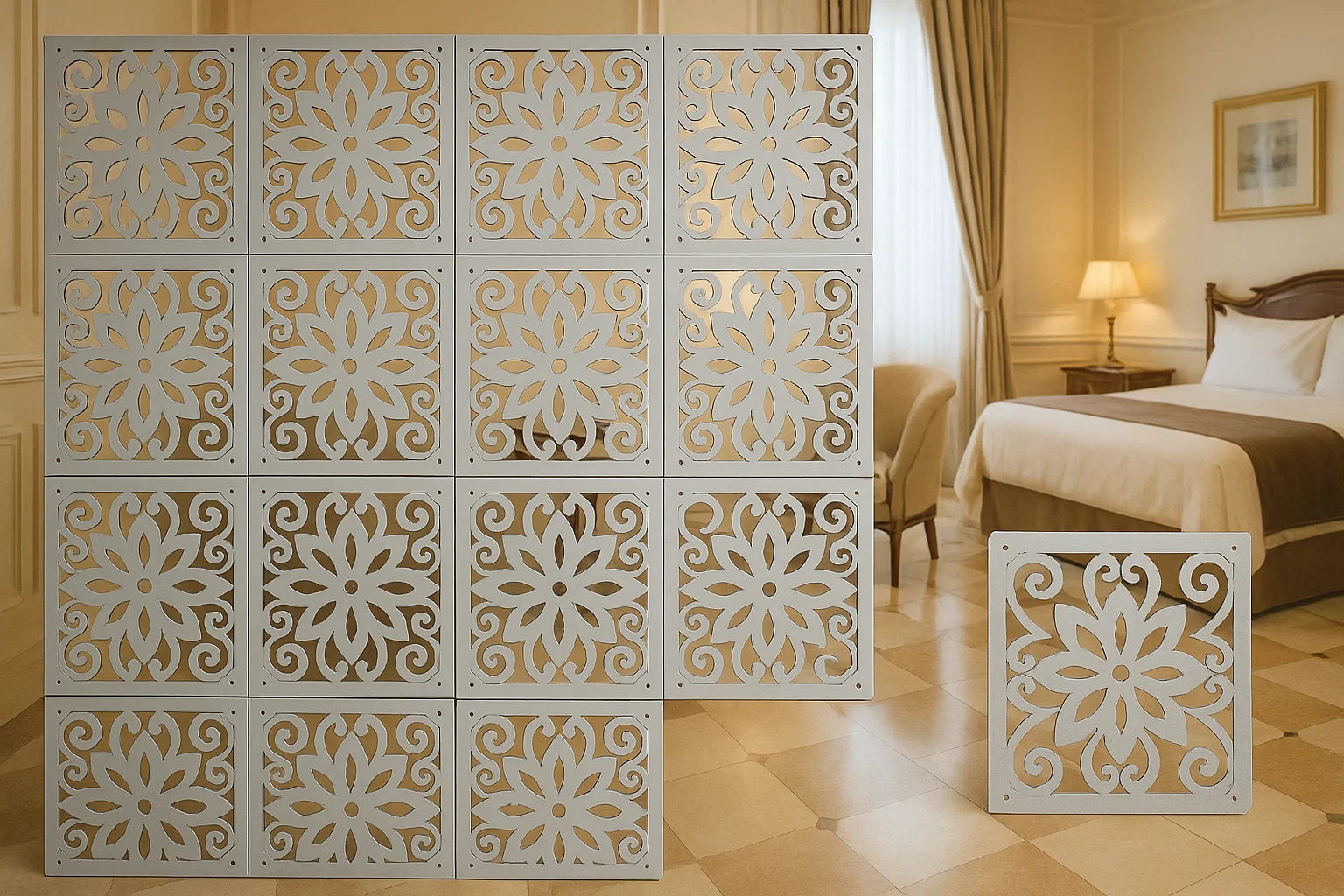 Elegant WPC Screen Room Divider Light Gray – Stylish & Functional for Modern Spaces