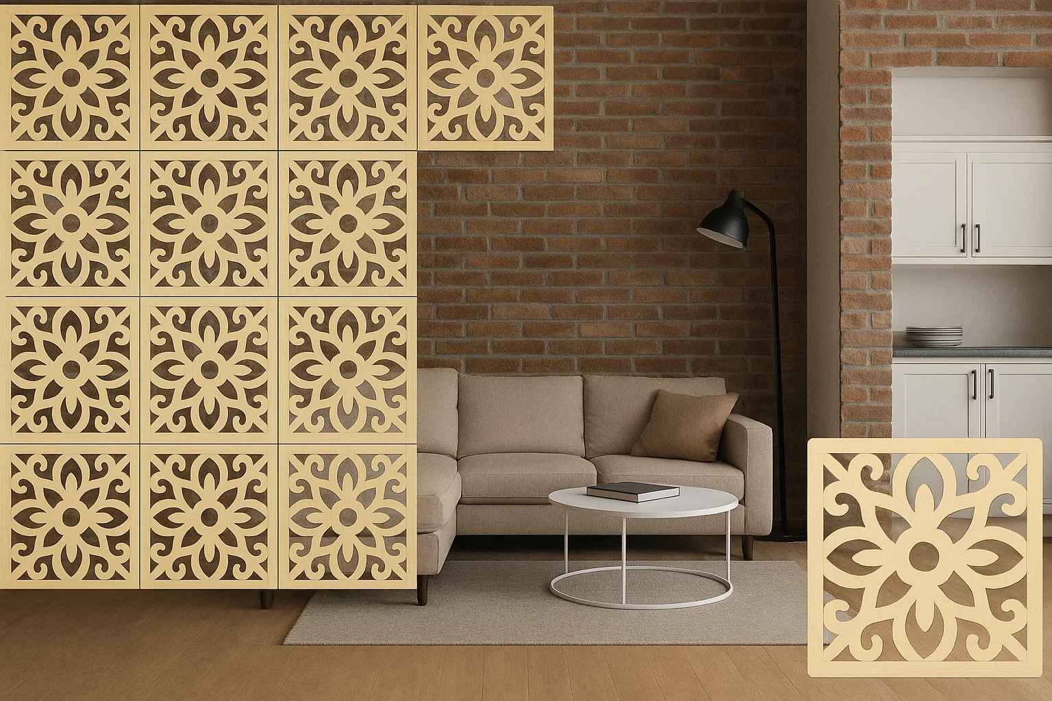 Elegant WPC Screen Room Divider Cream color– Stylish & Functional for Modern Spaces
