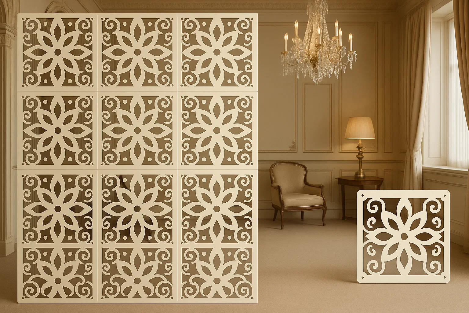 Elegant WPC Screen Room Divider Cream color– Stylish & Functional for Modern Spaces thumbnail 4