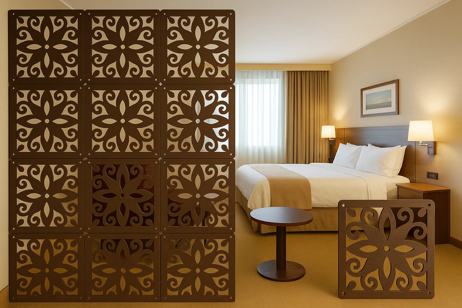 Elegant WPC Screen Room Divider Coffee – Stylish & Functional for Modern Spaces thumbnail 3