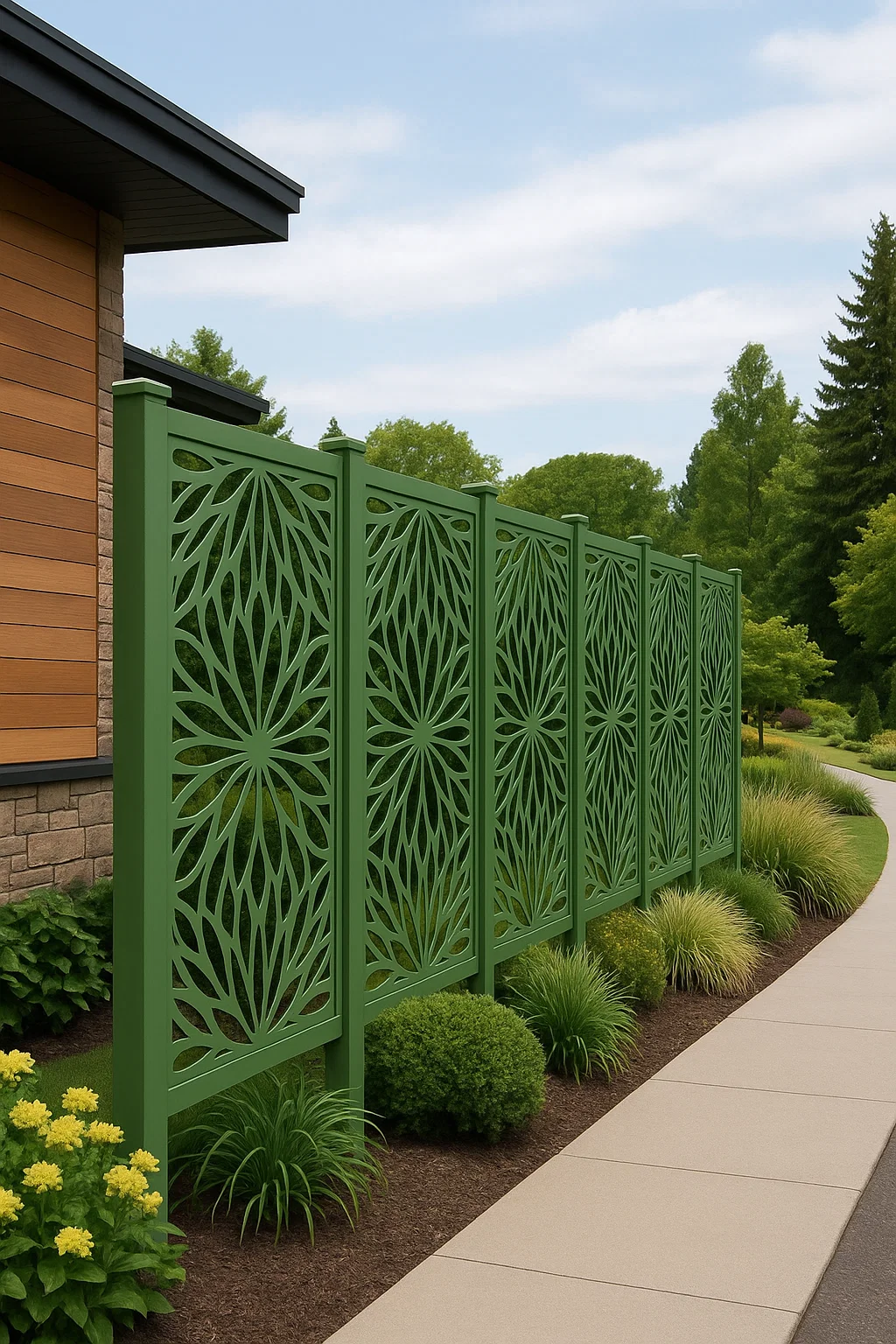 Top Quality Decorative WPC Screen Fence Green color  for House, Garden, and Rooftop!  thumbnail 5