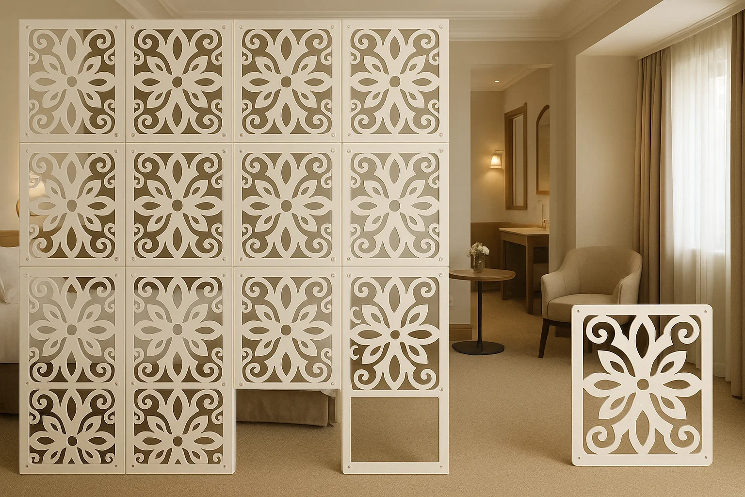 Elegant WPC Screen Room Divider White – Stylish & Functional for Modern Spaces thumbnail 5