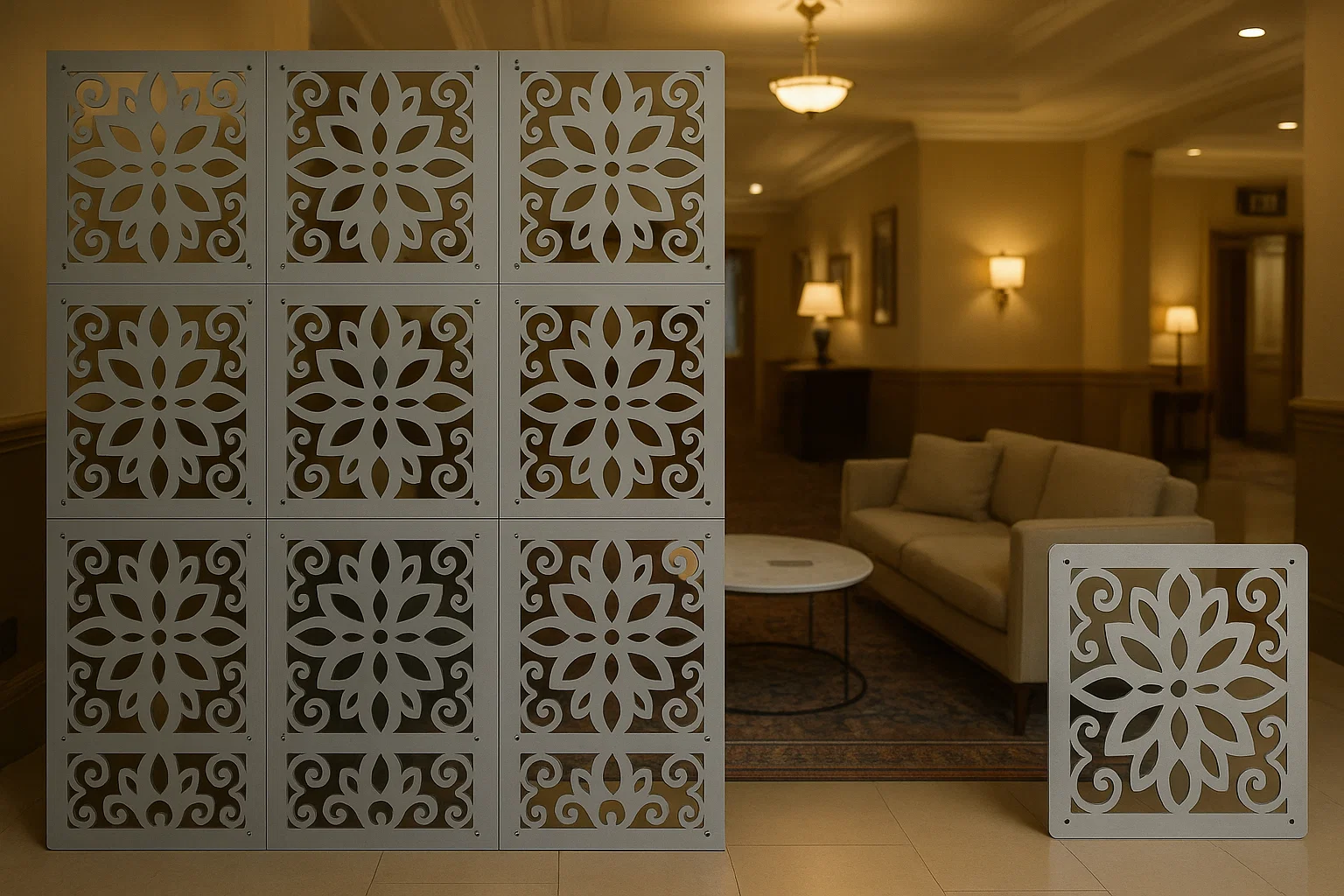Elegant WPC Screen Room Divider Light Gray – Stylish & Functional for Modern Spaces thumbnail 7