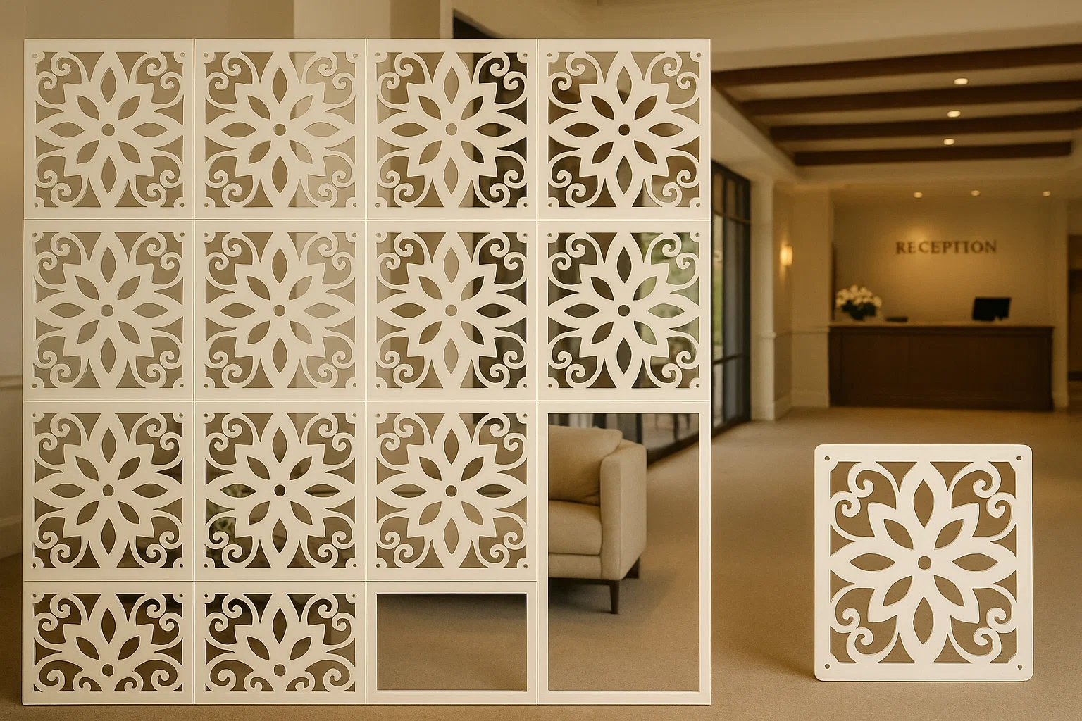 Elegant WPC Screen Room Divider White – Stylish & Functional for Modern Spaces thumbnail 6