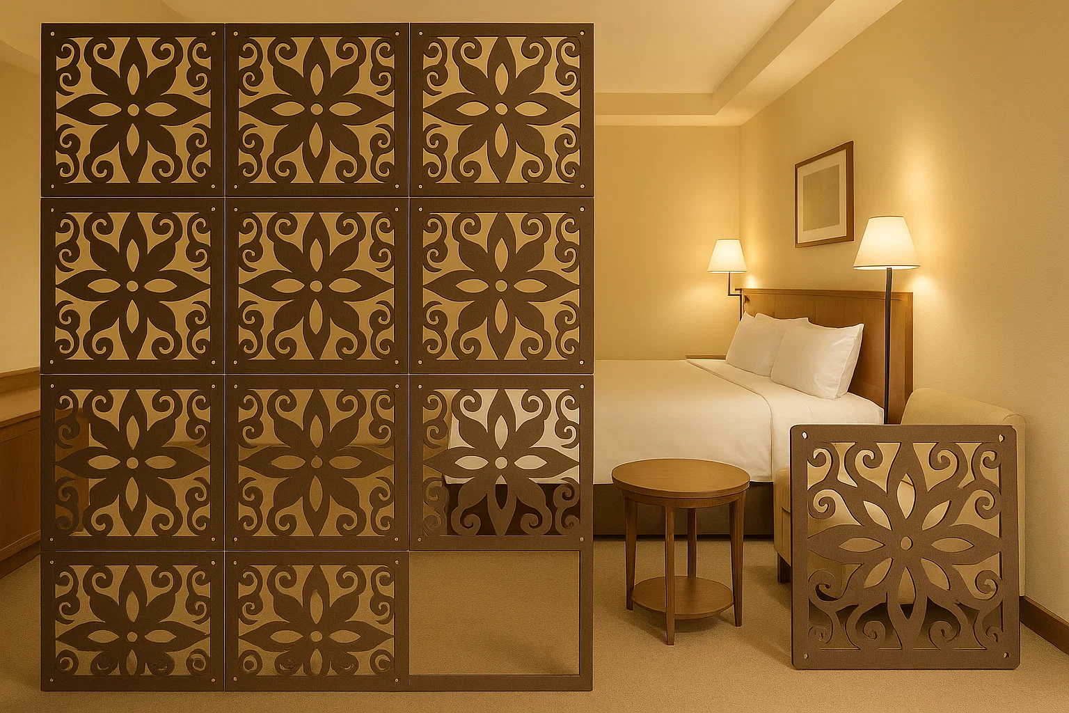 Elegant WPC Screen Room Divider Coffee – Stylish & Functional for Modern Spaces thumbnail 4