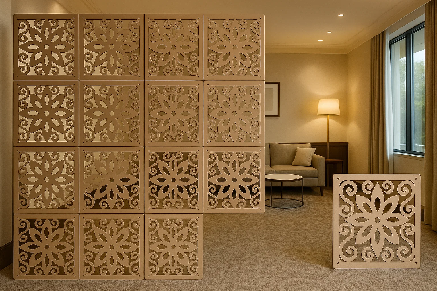 Elegant WPC Screen Room Divider Coffee – Stylish & Functional for Modern Spaces thumbnail 6