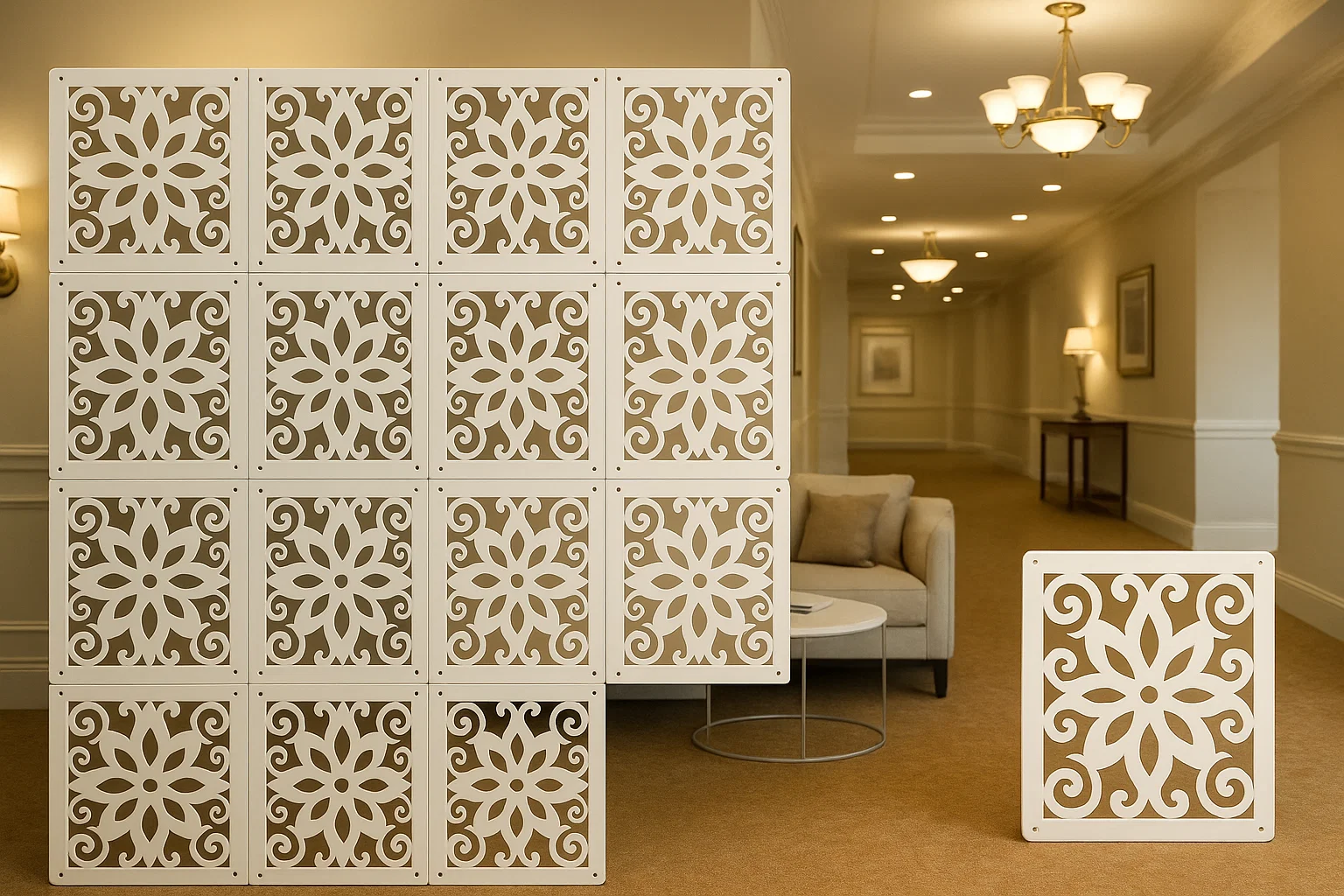 Elegant WPC Screen Room Divider White – Stylish & Functional for Modern Spaces thumbnail 3