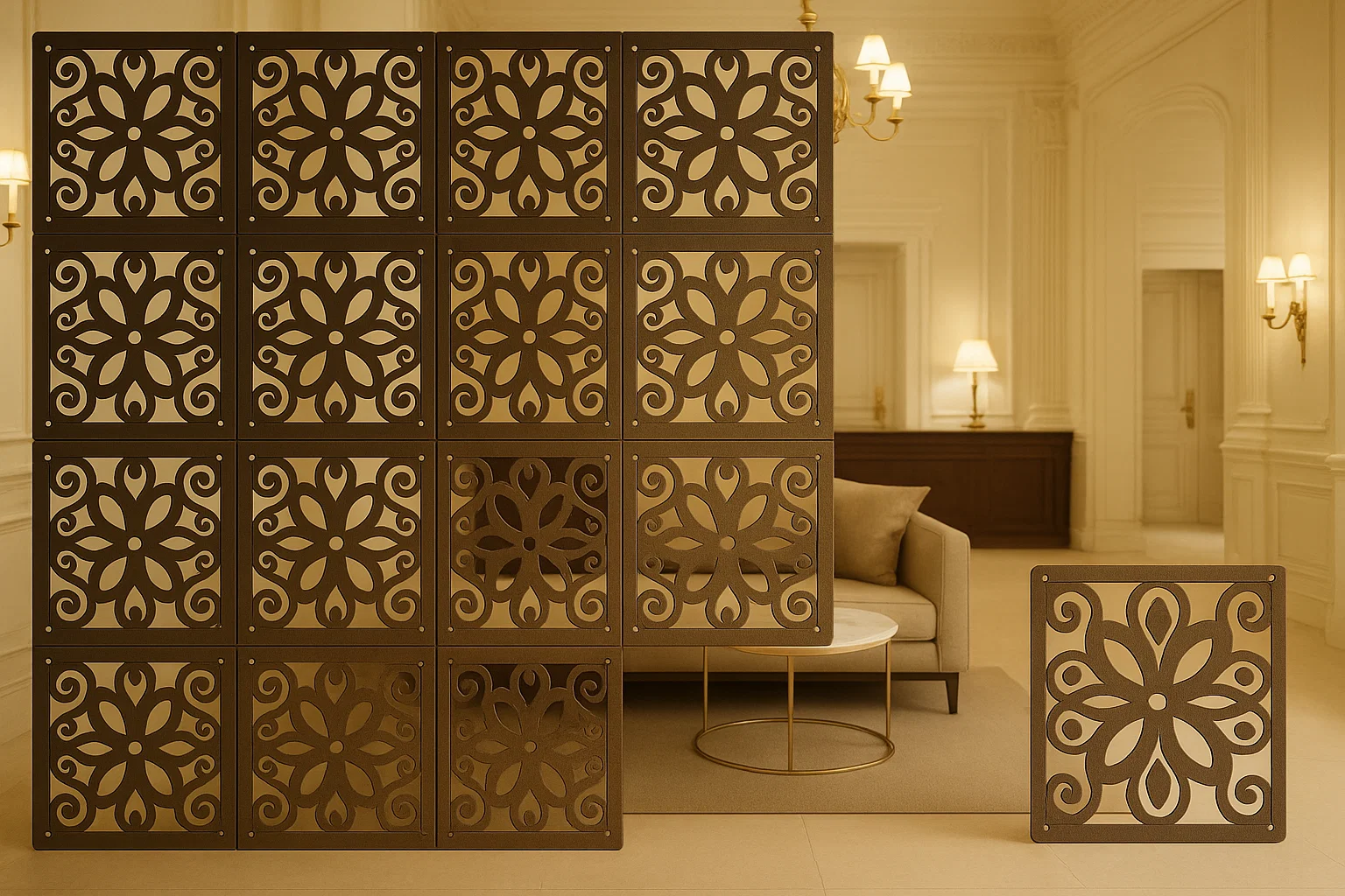Elegant WPC Screen Room Divider Coffee – Stylish & Functional for Modern Spaces
