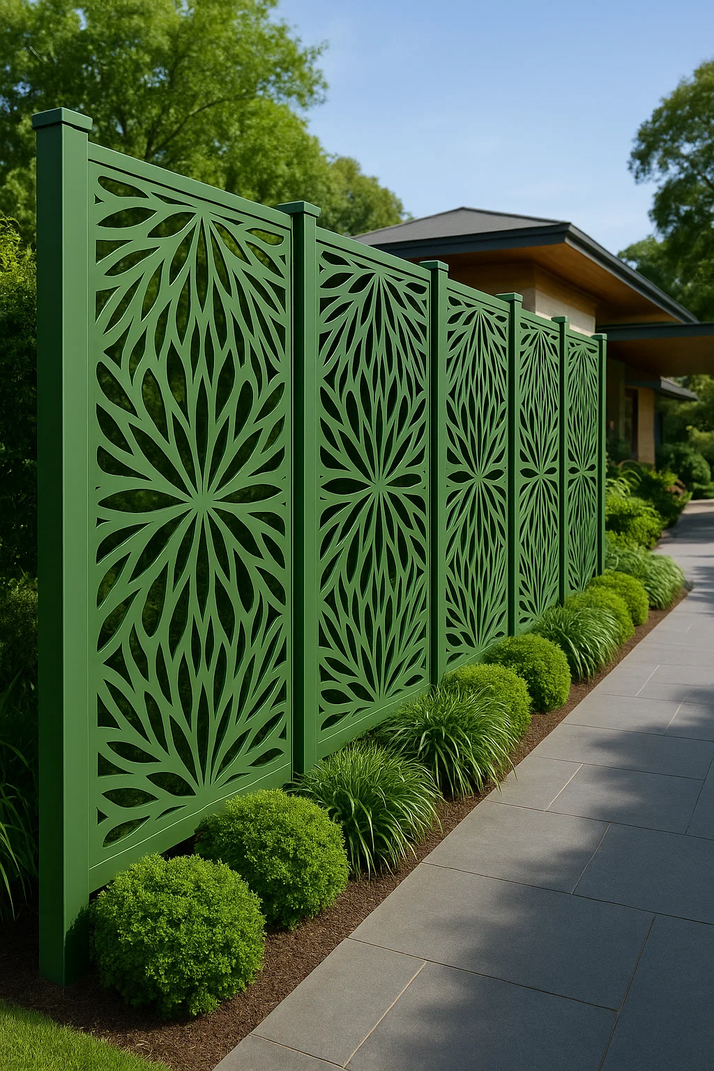 Top Quality Decorative WPC Screen Fence Green color  for House, Garden, and Rooftop!  thumbnail 7