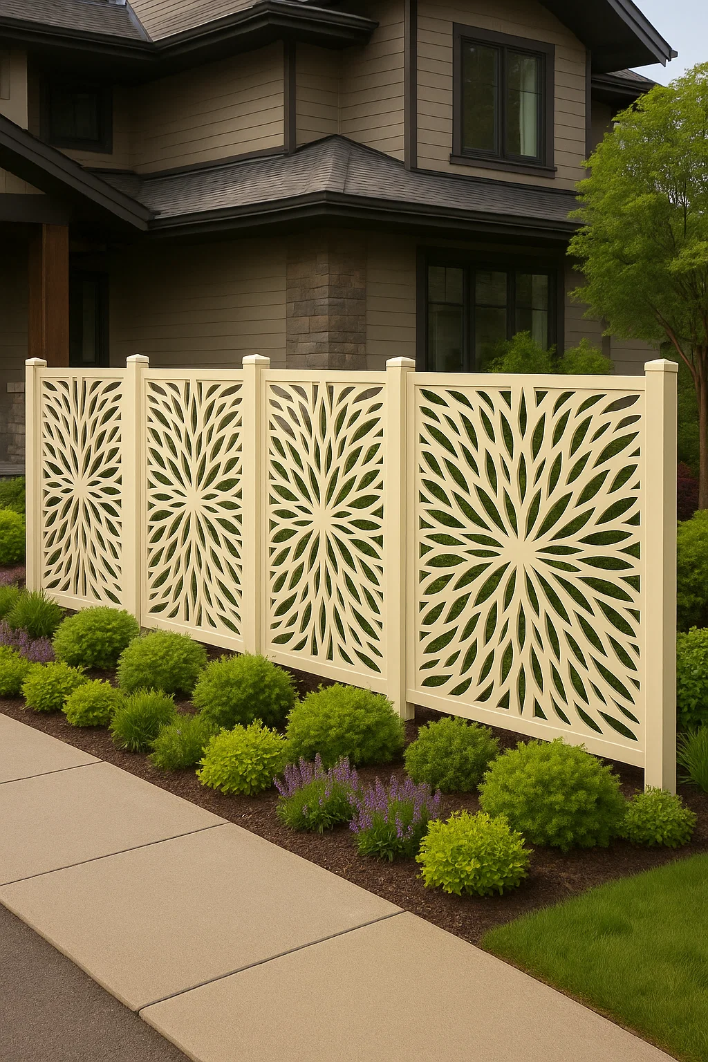 Top Quality Decorative WPC Screen Fence cream  for House, Garden, and Rooftop!  thumbnail 4