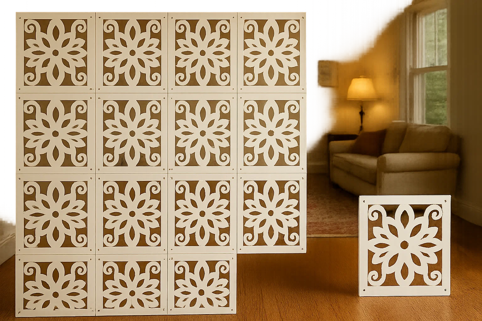 Elegant WPC Screen Room Divider Cream color– Stylish & Functional for Modern Spaces thumbnail 5