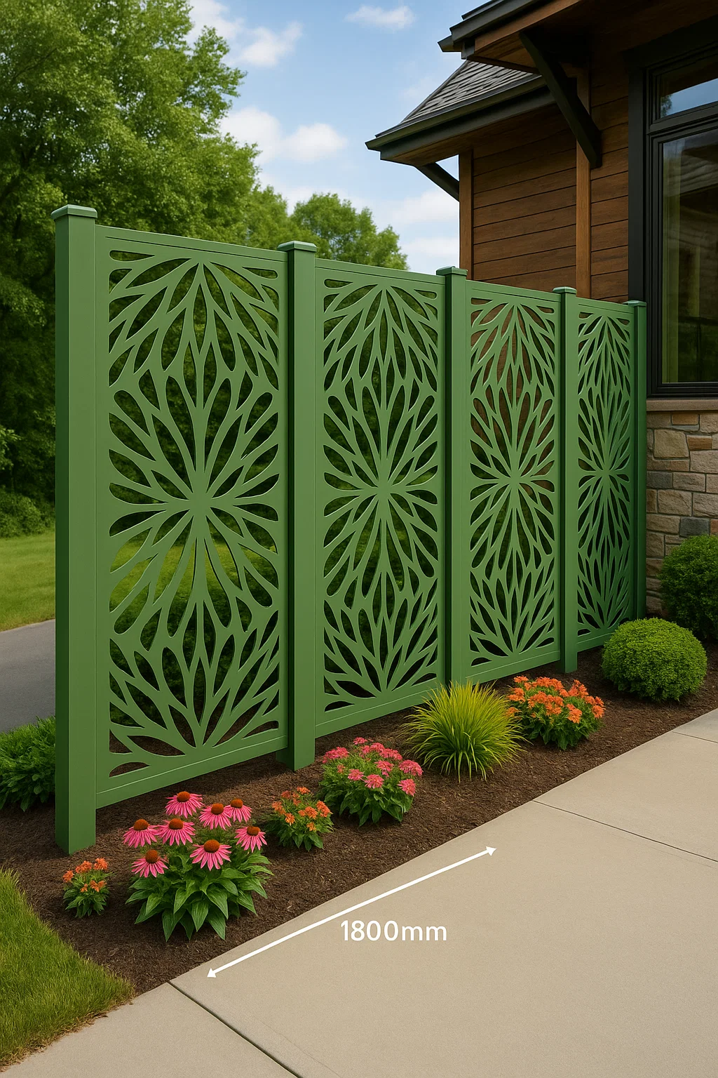 Top Quality Decorative WPC Screen Fence Green color  for House, Garden, and Rooftop!  thumbnail 6