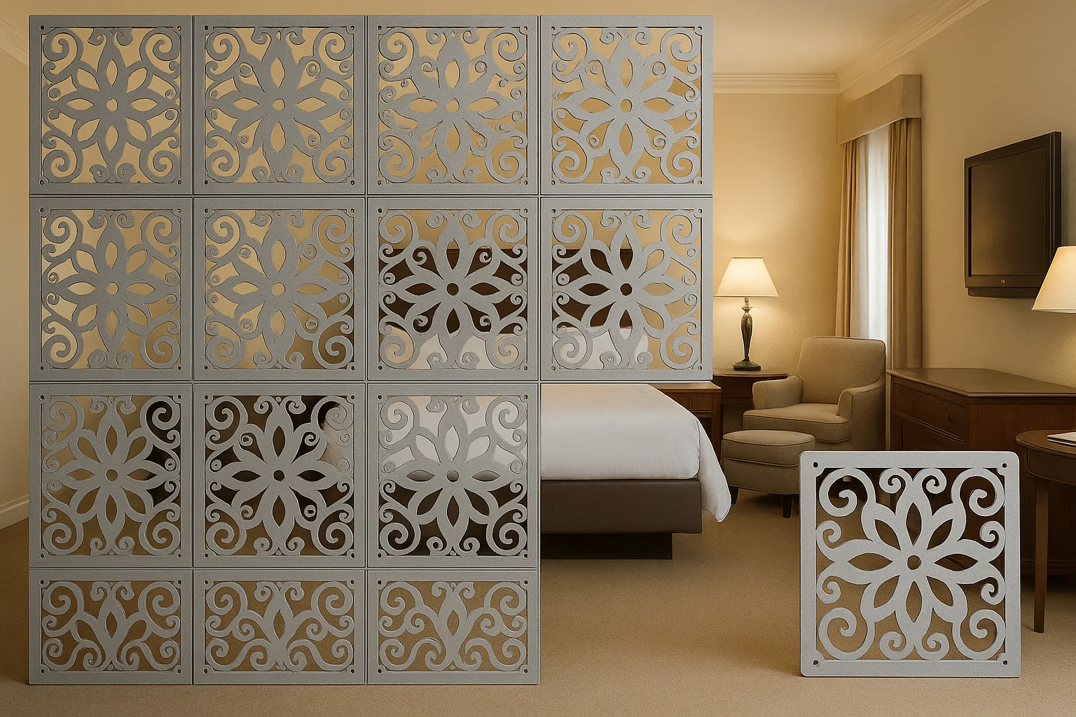 Elegant WPC Screen Room Divider Light Gray – Stylish & Functional for Modern Spaces thumbnail 5
