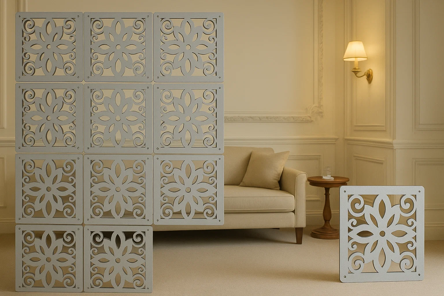 Elegant WPC Screen Room Divider Light Gray – Stylish & Functional for Modern Spaces thumbnail 2