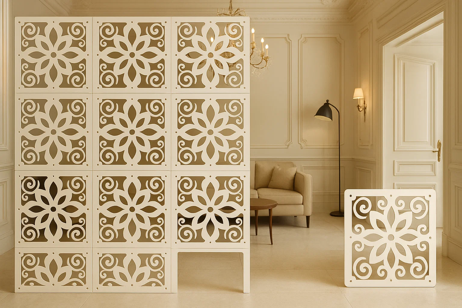 Elegant WPC Screen Room Divider White – Stylish & Functional for Modern Spaces