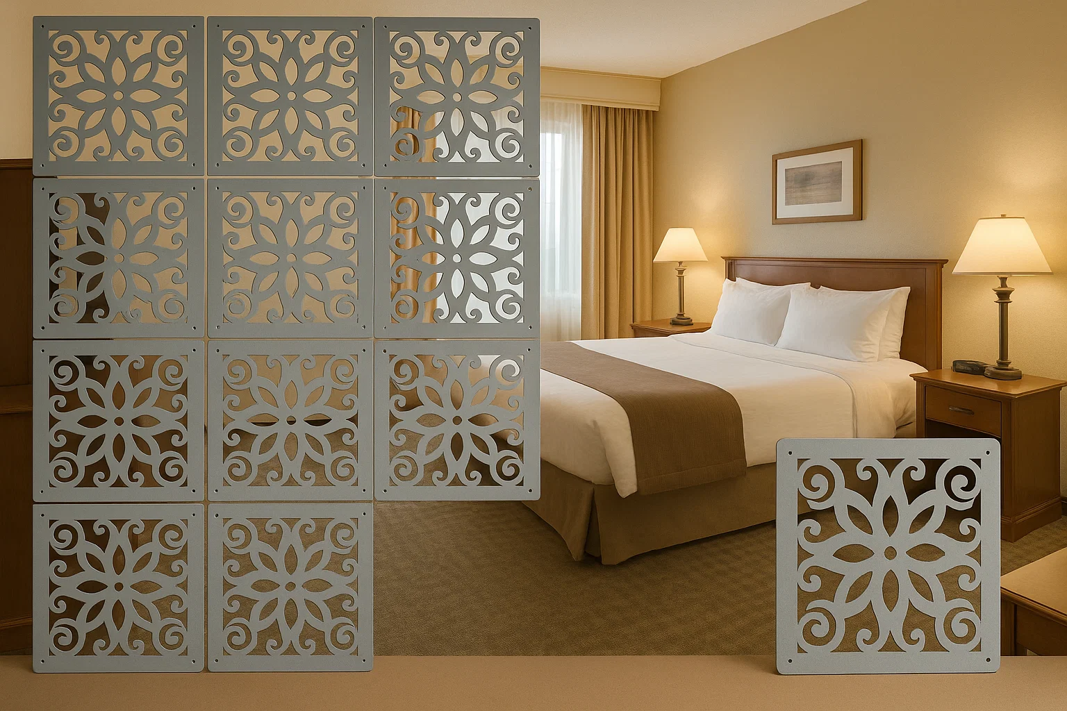 Elegant WPC Screen Room Divider Light Gray – Stylish & Functional for Modern Spaces thumbnail 4